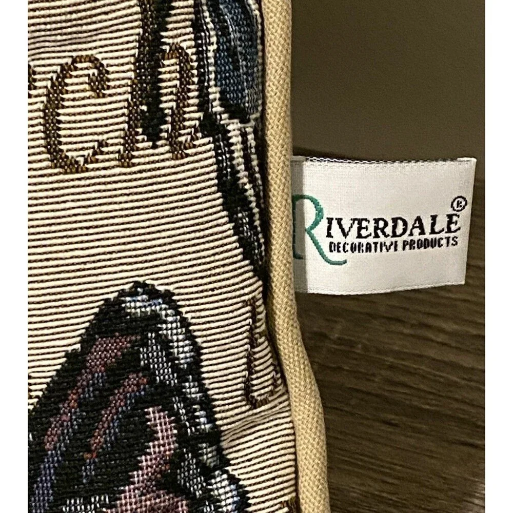 Riverdale Tapestry Throw Butterfly Pillow Butterflies Nature Fall Tan 16x16 EUC